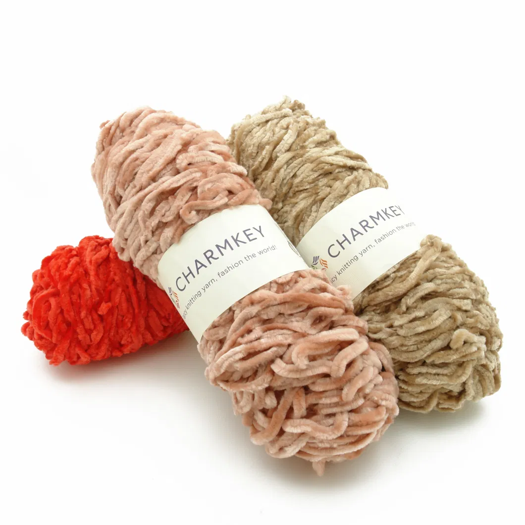 Charmkey Soft 100% Polyester Velvet Chenille Yarn for Knitting Baby Bernat Blankets